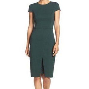 Vince Camuto Lace Detailed Green Sheath Midi Dress